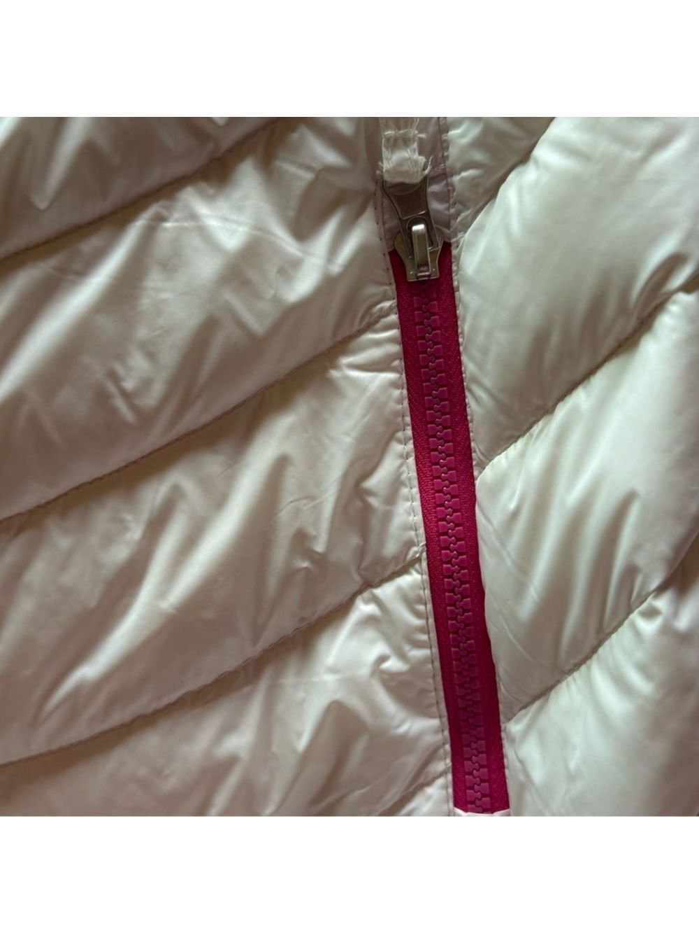 Free Country Women’s White Quilted Puffer Jacket Pink Lining Full Zip Large NWT - Picture 7 of 7